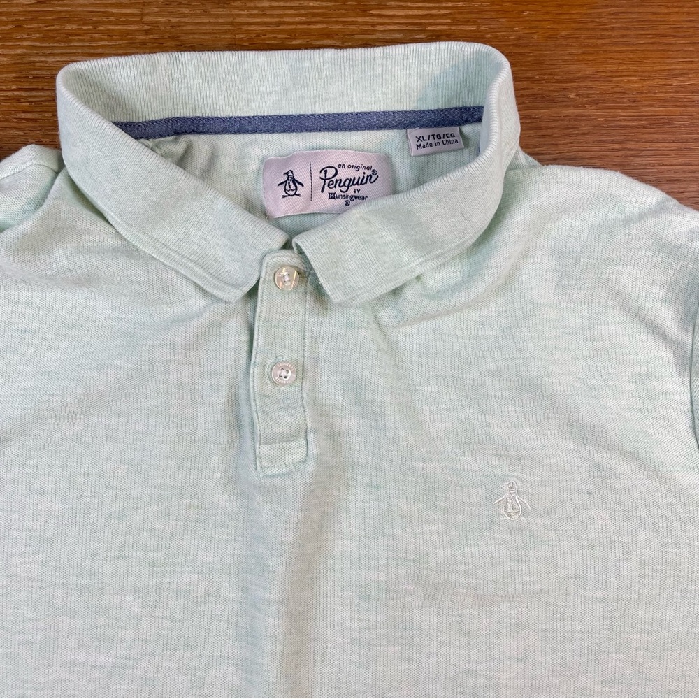 Original Penguin Munsingwear Golf Polo Shirt Men XL Solid Light Green Preppy